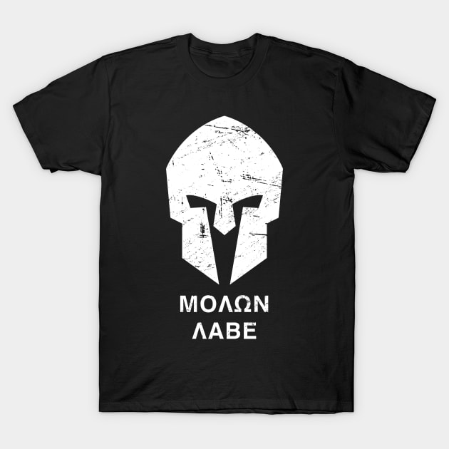 Spartan Helmet - Molon Labe T-Shirt by MeatMan